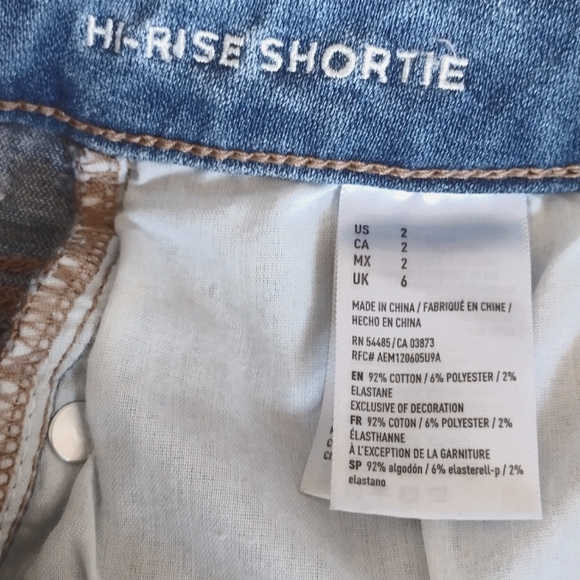 American Eagle Outfitters Hi Rise Shortie Blue Denim Shorts Size 2 - Picture 4 of 4